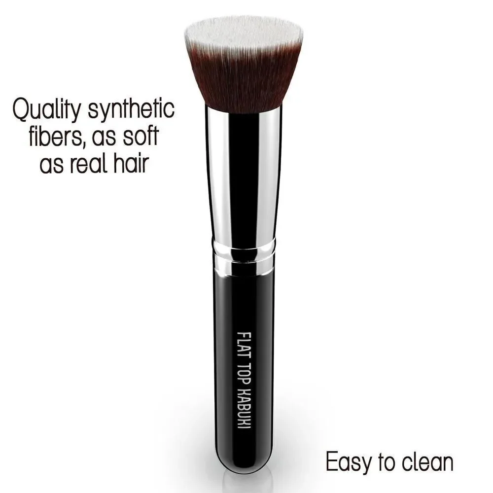 Premium Flat Top Kabuki Foundation Brush - Makeup Brush for Liquid Powder Cream